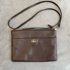 Coach Legacy Turnlock Brown Leather Crossbody Bag